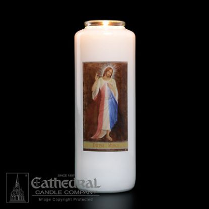 Picture of Divine Mercy 6-Day Glass Prayer Candle