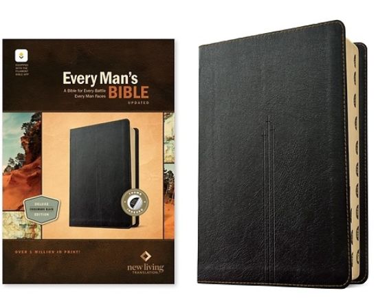 Picture of NLT Every Man's Bible, Filament Enabled (Leatherlike, Crossmark Black, Indexed, Red Letter)