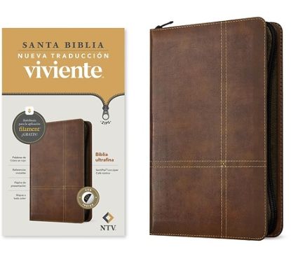 Picture of Biblia Ultrafina Ntv de Zíper, Con Filament (Sentipiel, Café Rústico, Índice, Letra Roja)