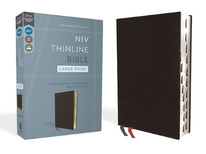 Picture of NIV, Thinline Bible, Large Print, Bonded Leather, Black, Indexed, Red Letter Edition