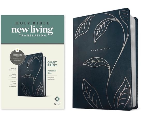 Picture of NLT Personal Size Giant Print Bible, Filament Enabled (Leatherlike, Navy Vines, Red Letter)