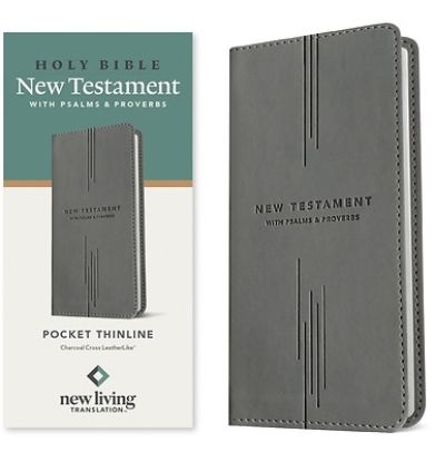 Picture of NLT Pocket Thinline New Testament with Psalms and Proverbs (Leatherlike, Charcoal Cross)