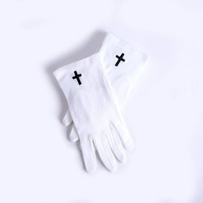 Picture of Glove White W/ Black Cross Small