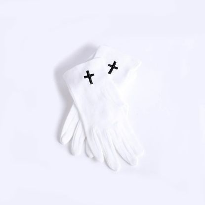 Picture of Glove White W/ Black Cross Medium