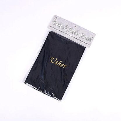 Picture of Pew Sash Usher Black W/Gold Letters