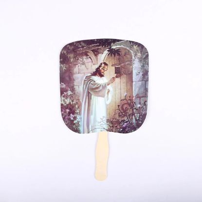 Picture of Hand Fan Christ Knocking PK50