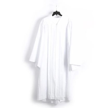 Picture of Baptismal Gown Box Pleat White Med - Poly - Weighted