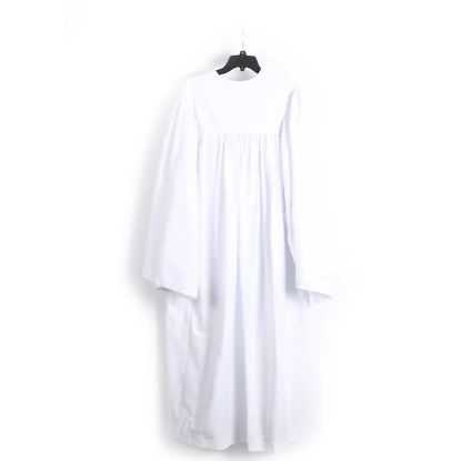 Picture of Baptismal Gown Box Pleat White Xs - Poly Cotton - Weighted