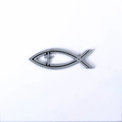 Picture of Auto Emblem Fish Cross Silver PK6