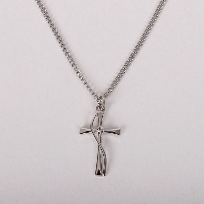 Picture of Necklace Cross W/Cz Sterling Silver 18"