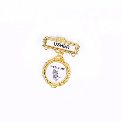 Picture of Badge Fancy Round Usher Ethnic Praying Hand Magnet