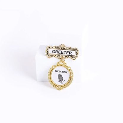 Picture of Badge Fancy Round Greeter Ethnic Praying Hand Magnet