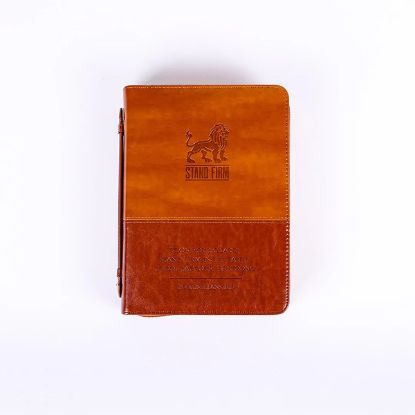 Picture of Bible Cover Imitation Leather Stand Firm 2-Tone Brown Large