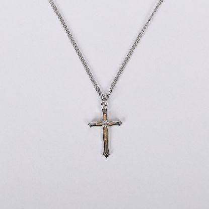 Picture of Necklace 2 Tone Cross Zircon Crystal Sterling 18"