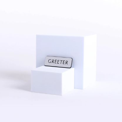 Picture of Badge Engraved Contemporary Greeter Silver Magnet