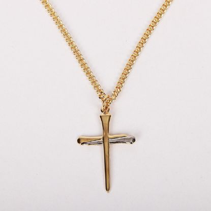 Picture of Necklace 2 Tone Nail Cross Gold Over Sterling 24"
