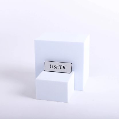 Picture of Badge Engraved Contemporary Usher Silver Pin