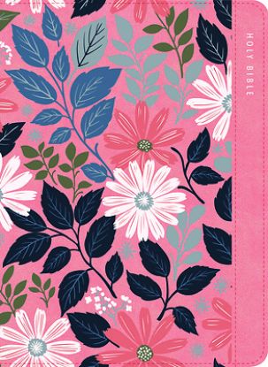 Picture of KJV Large Print Compact Reference Bible, Pink Floral Leathertouch, Zipper Edition