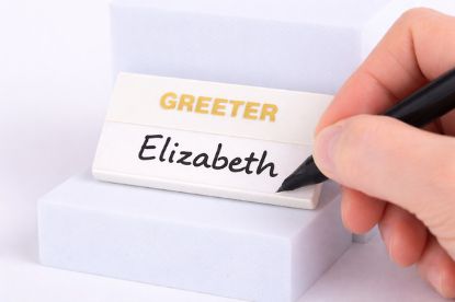 Picture of Badge Greeter Plastic White Package of 24