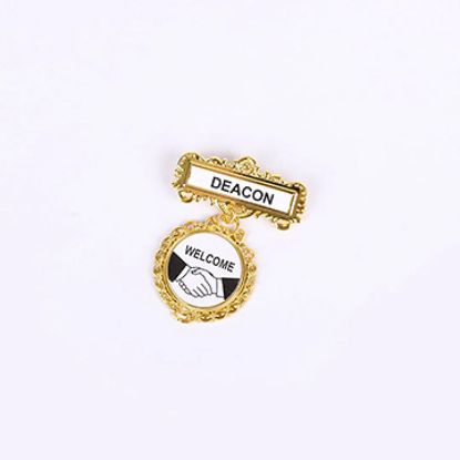 Picture of Gold Deacon Welcome Fancy Round Badge