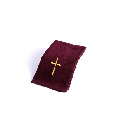Picture of Burgundy with Gold Cross Pastor Hand Towel