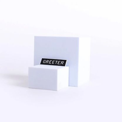 Picture of Black and White Greeter Pin-On Badge