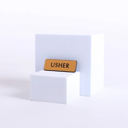 Picture of Contemporary Engraved Gold Usher Pin-On Badge