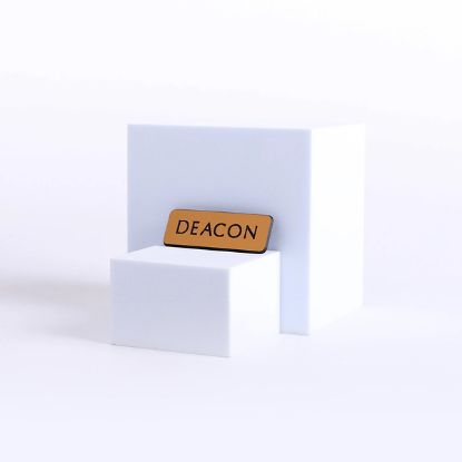 Picture of Contemporary Engraved Gold Deacon Magnetic Badge