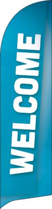 Picture of Welcome Block Letter Blue Flag Banner