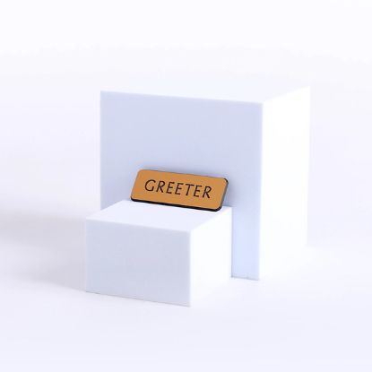 Picture of Contemporary Engraved Gold Greeter Magnetic Badge