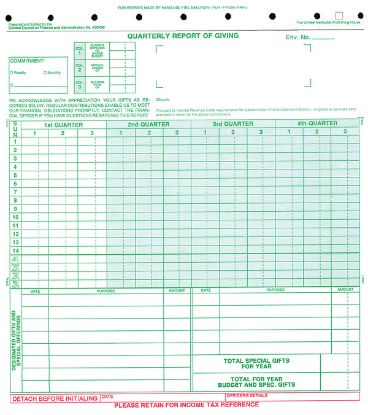Picture of Quarterly Report of Giving (Pkg of 100)  8-1/2 x 9-3/8