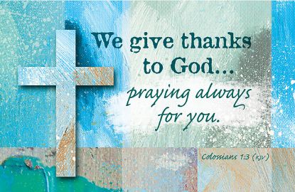 Picture of Adults Praying for You We Give Thanks to God Postcard