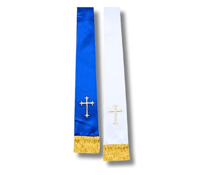 Picture of Reversible Satin Stole Blue/White Latin Cross