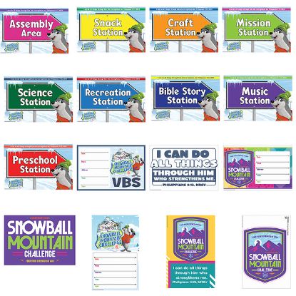 Picture of VBS 2026 Snowball Mountain Challenge Activity Center Signs & Publicity Pack