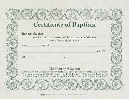 Picture of Certificate of Baptism - Pack of 6